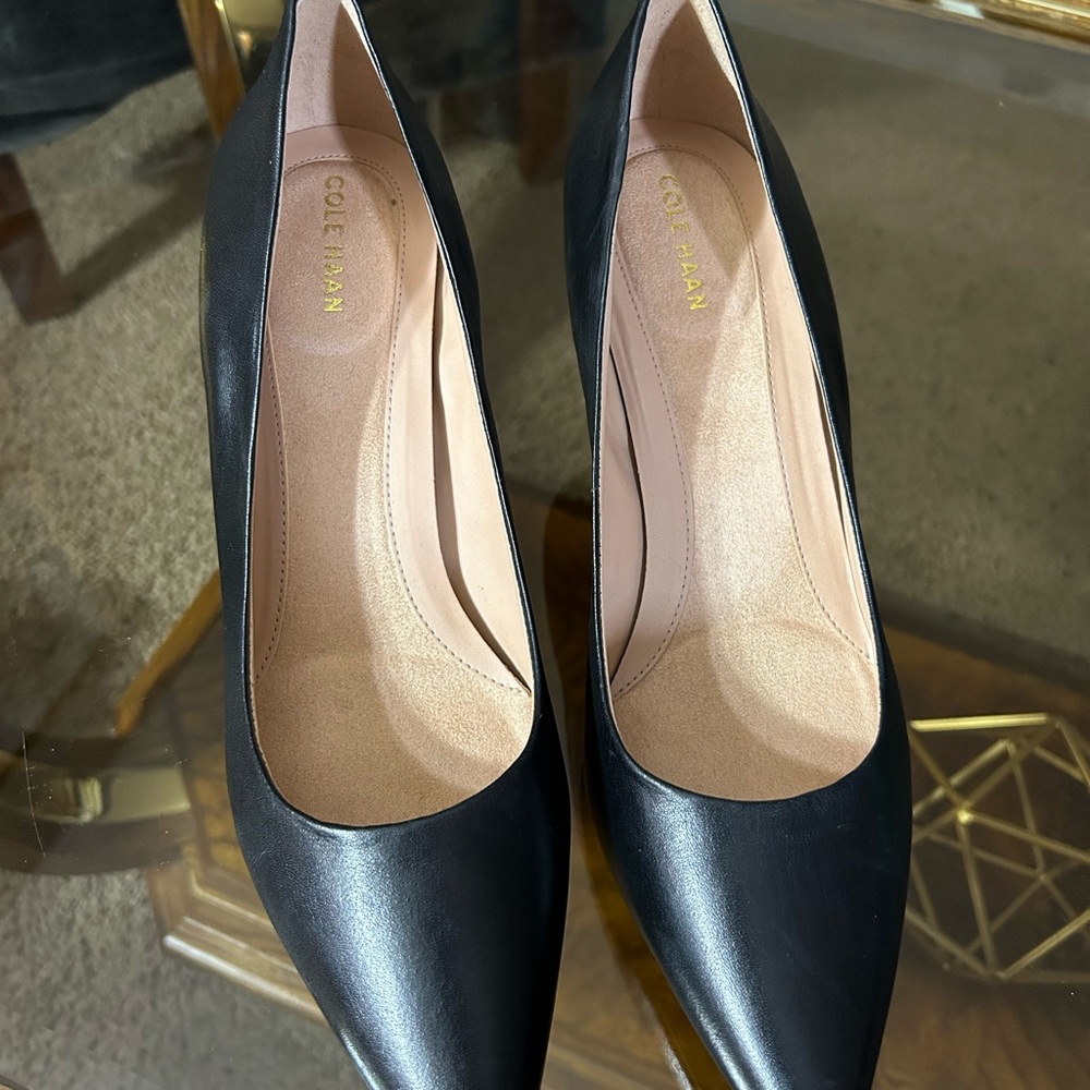 Cole Haan Black Heels Sleek Pointed Toe Design